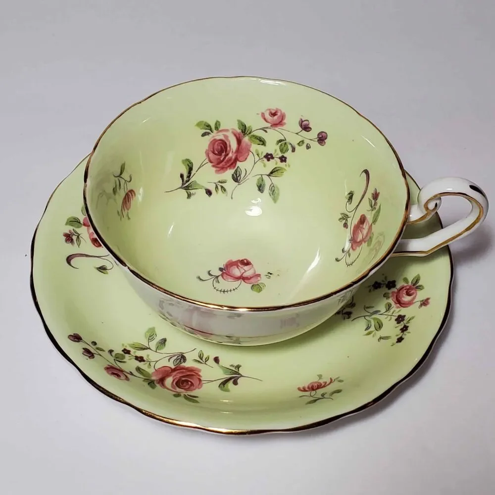 Victoria C&E Teacup and Saucer Pink Flowers Vintage